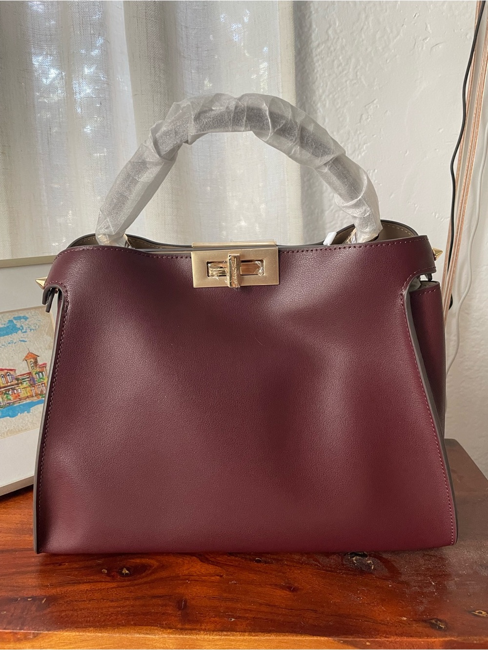 Cleo handbag - burgundy leather